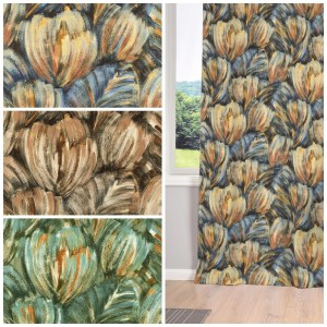 TKANINA ZASŁONOWA NA METRY NOWOCZESNE TULIPANY VELVET PLUSZ 150  ( 3 KOLORY ) 