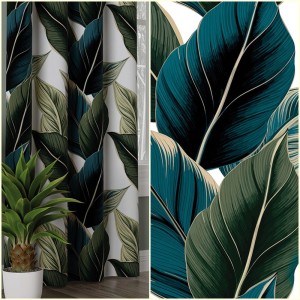 TKANINA ZASŁONOWA NA METRY LIŚCIE BANANO BLACKOUT ZACIEMNIAJĄCA 80 % 145 cm