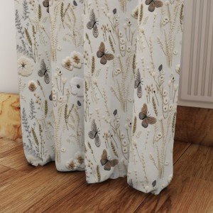 TKANINA ZASŁONOWA DEKORACYJNA NA METRY VELVET MOTYLE KWIATY ŁĄCZA KOL.102