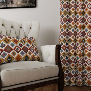 TKANINA DEKORACYJNA ZASŁONOWO ETNO BOHO KILIM AZTECKI MEKSYKAŃSKI VELVET PLUSZ