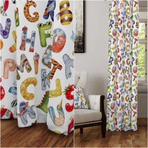 ZASŁONA NA WYMIAR DZIECIĘCA LITERKI ALFABET  WYSOKOŚĆ DOWOLNA + OPASKI   