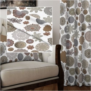 TKANINA DEKORACYJNA ZASŁONOWA ZASŁONA NA METRY MANDALA RETRO BOHO KORONKA