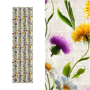 ZASŁONA NA WYMIAR KWIATY POLNE ZOYA WYSOKOŚĆ DOWOLNA + OPASKI 