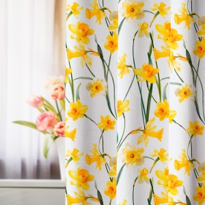 TKANINA DEKORACYJNA ZASŁONOWA ZASŁONA NA METRY KWIATY ŻONKILE 160 CM