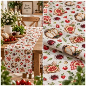 BIEŻNIK DEKORACYJNY POMIDORKI ITALIA GARDEN KUCHENNY  szer. od 40 do 60 x 140  