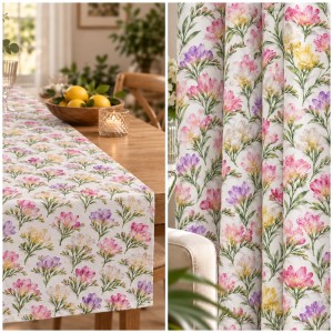 BIEŻNIK DEKORACYJNY KWIECISTA POLANA KWIATY 26152 GARDEN KUCHENNY  szer. od 40 do 60 x 140   