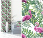ZASŁONA METRAŻ FLAMINGI RÓŻOWE DUŻE LIŚCIE 150 CM