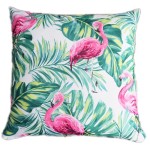 PODUSZKA DEKORACYJNA FLAMINGI LIŚĆ MONSTERA 45x45